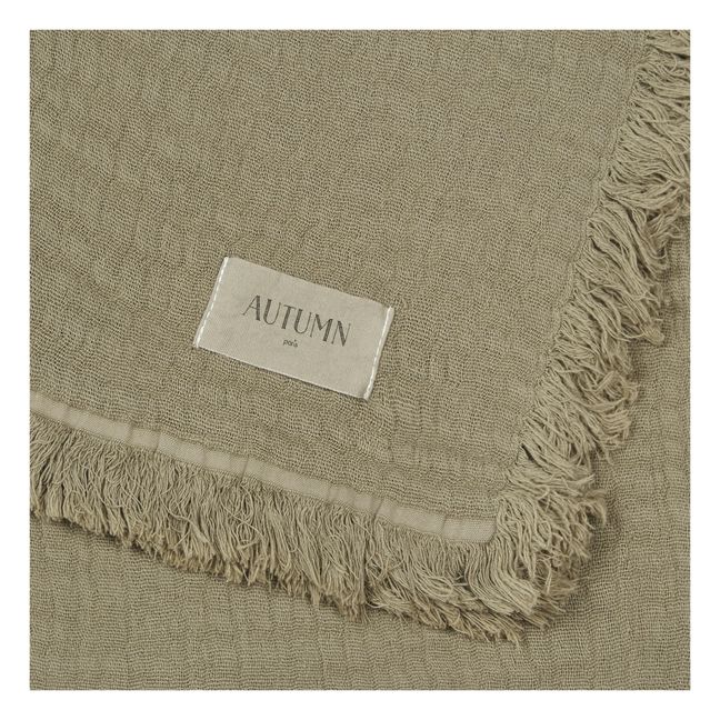 Loulou Organic Muslin Cotton Throw Blanket Khaki