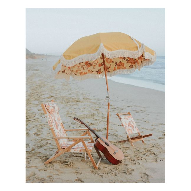 Premium Sonnenschirm mit Fransen | Gelb