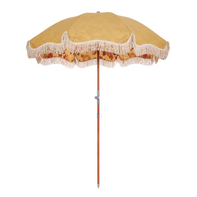 Premium Sonnenschirm mit Fransen | Gelb