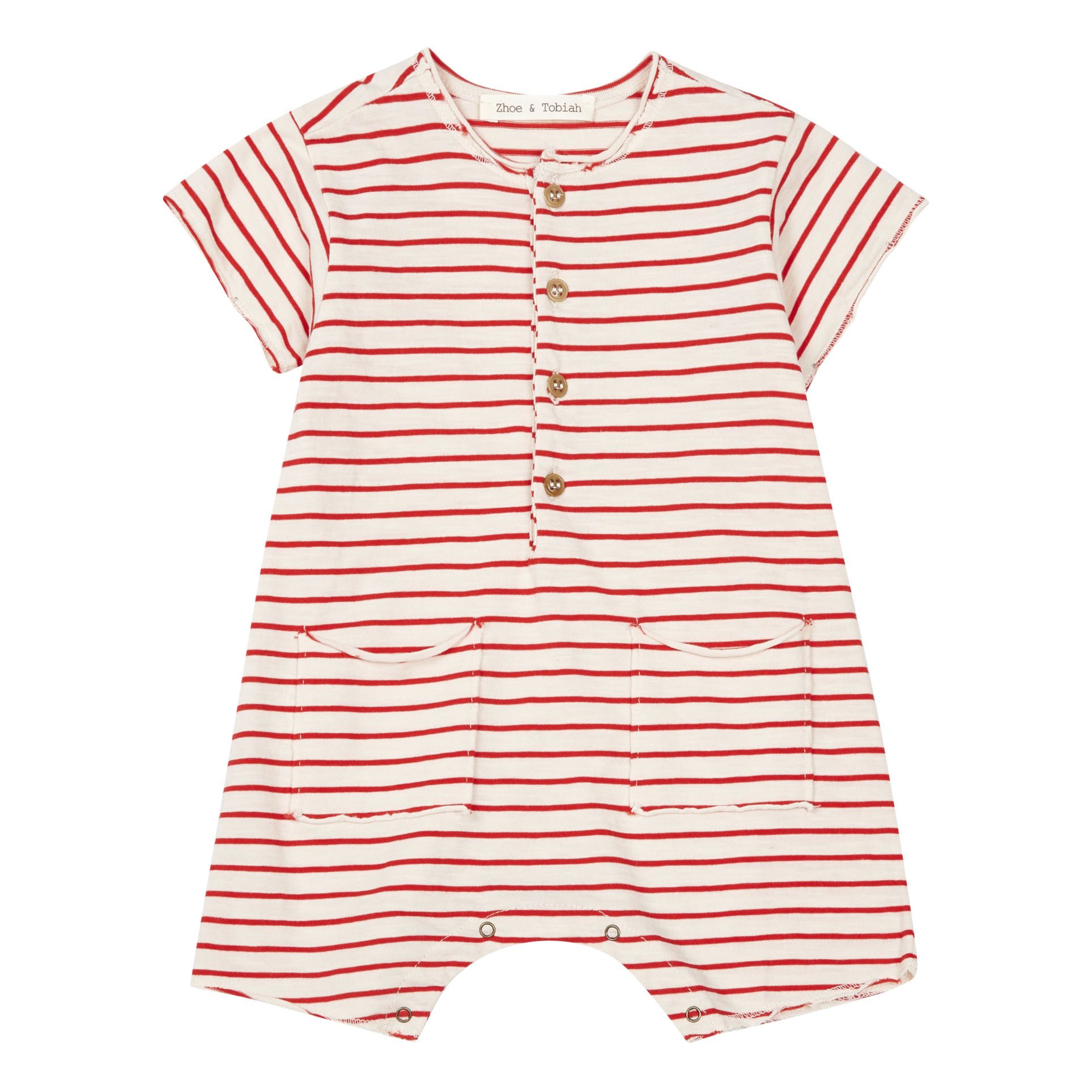 Zhoe & Tobiah - Combishort Jersey Boutonnée - Fille - Rouge