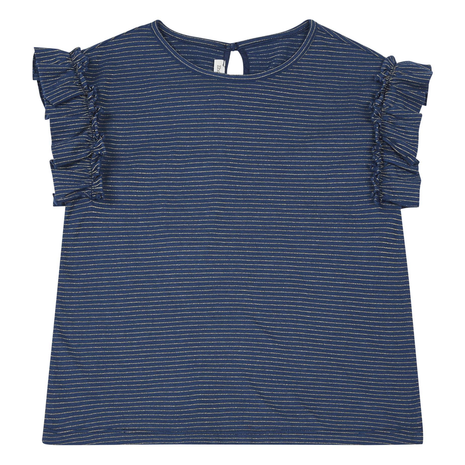 Zhoe & Tobiah - T-Shirt Rayé Lurex - Fille - Bleu marine
