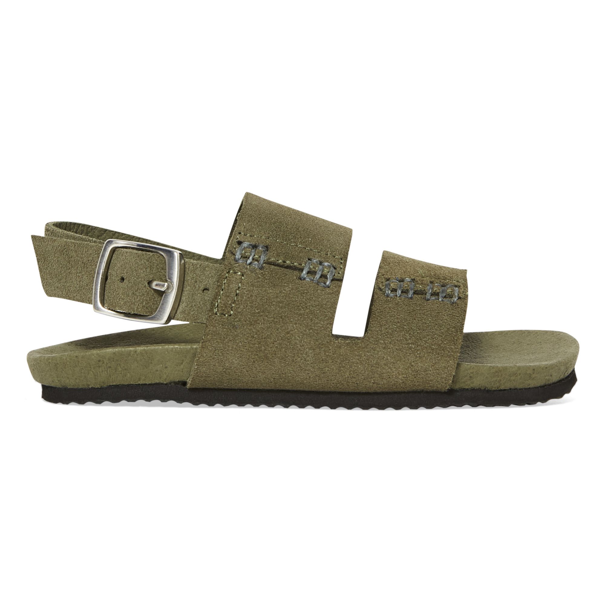 Bonpoint - Sandales Croute de Velours Semelle Liège Trek - Fille - Vert kaki