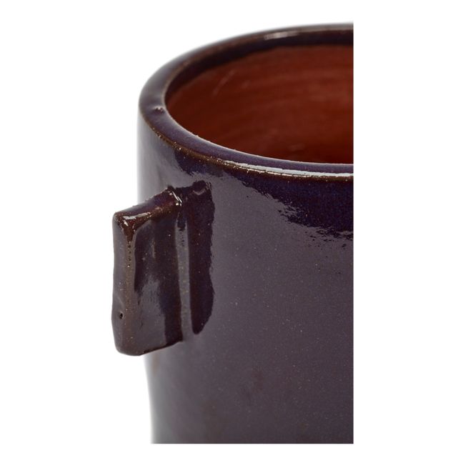 Blumentopf aus Fayence | Aubergine