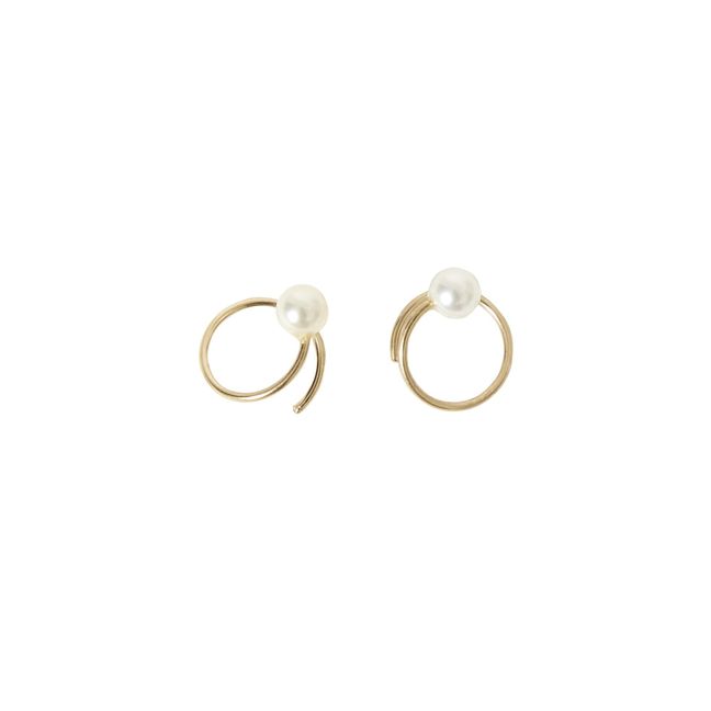 Pearl Swirl Earrings  Gold