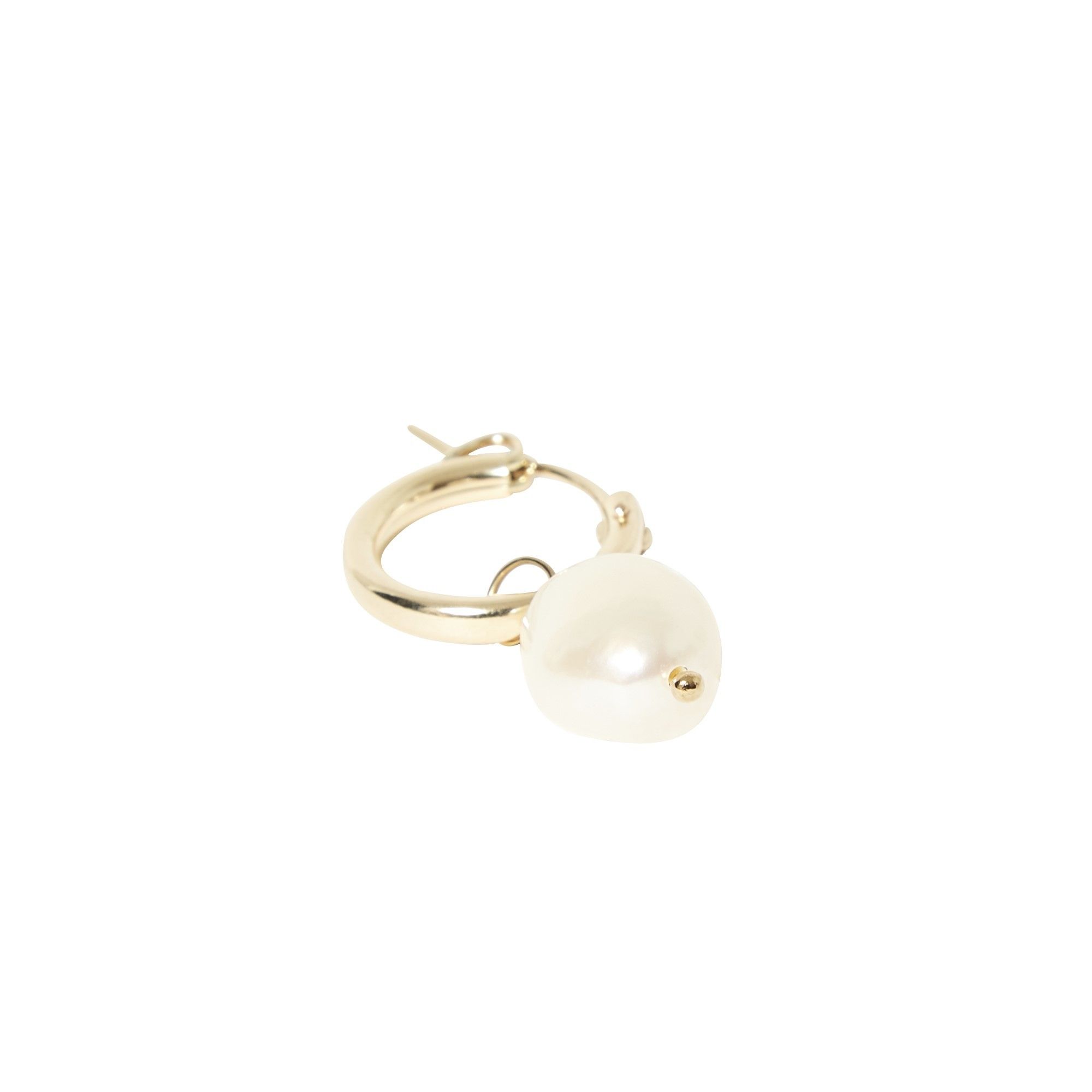 Small Pearl Hoop Earrings Gold