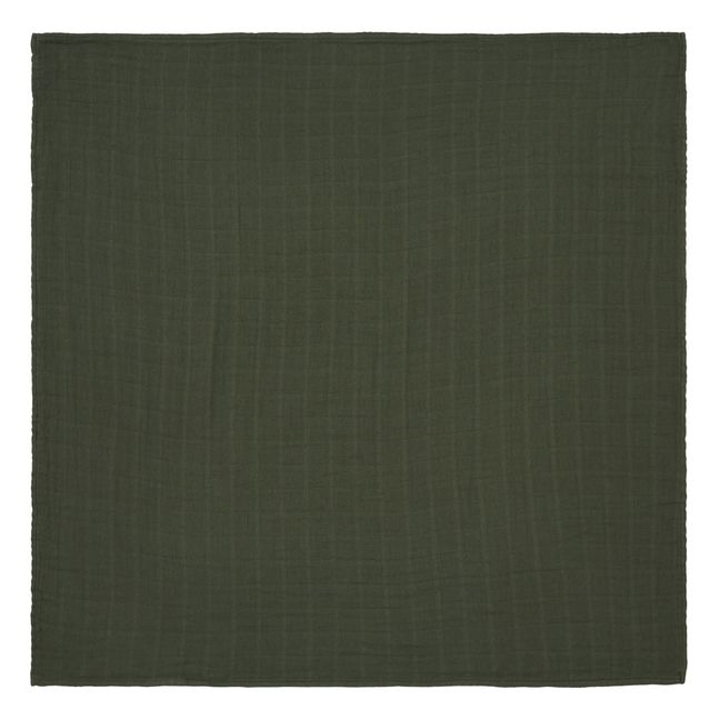 Small Double Cotton Muslin Poppy Swaddling Cloth | Forest Green