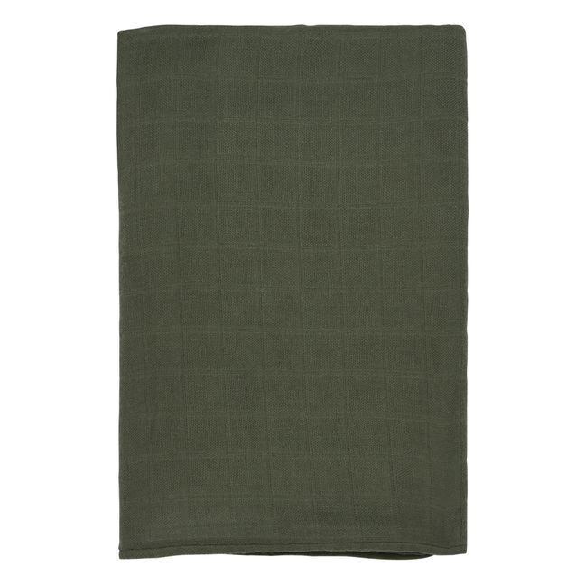 Large Double Cotton Muslin Sesame Swaddling Cloth   | Forest Green