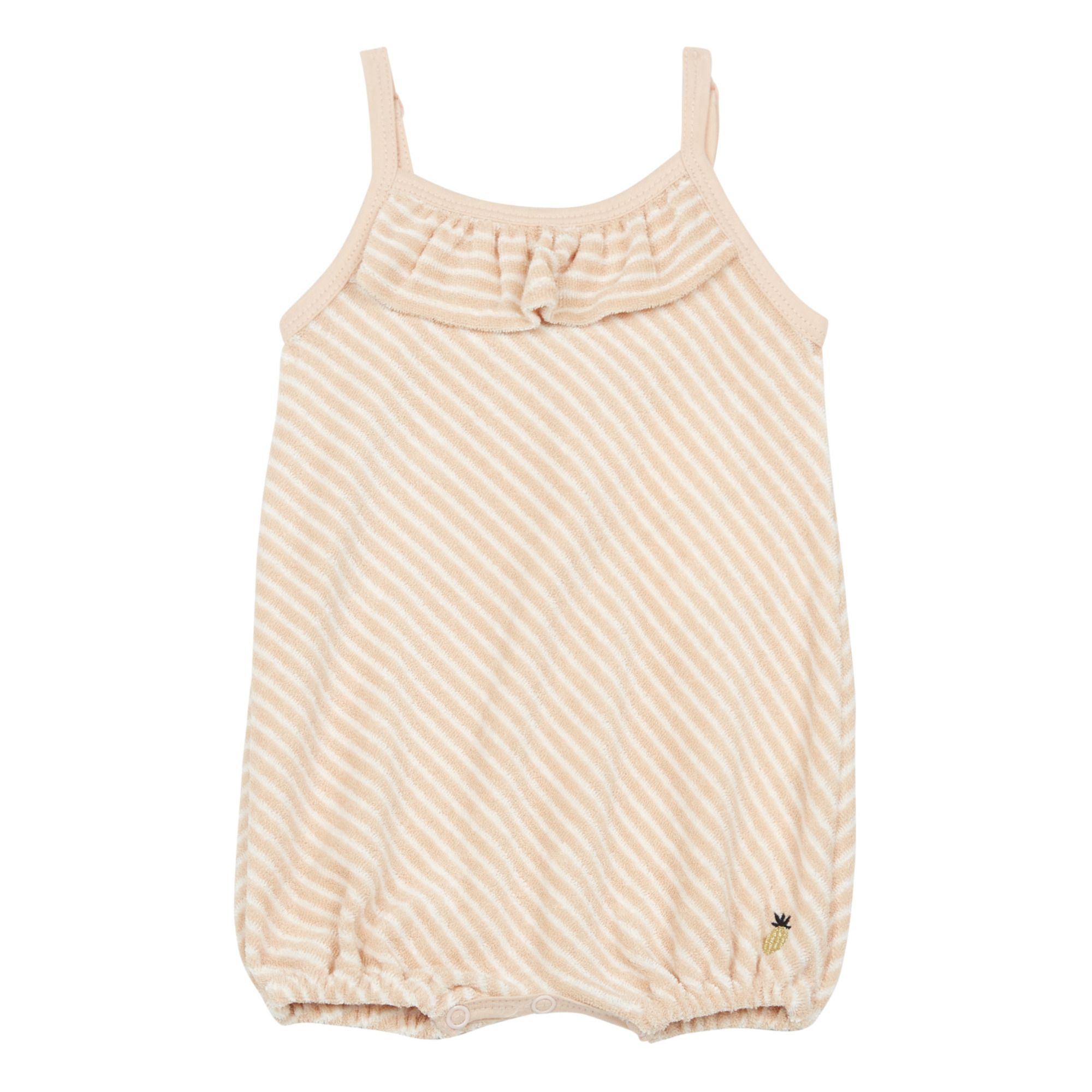 Emile et Ida - Barboteuse Eponge Coton Bio Rayée - Fille - Rose pâle