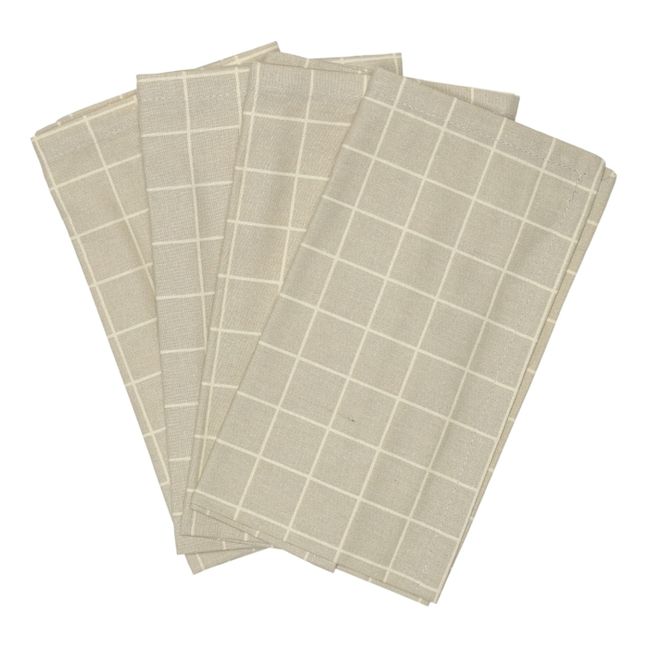Check Serviettes - Pack of 4 Taupe grey