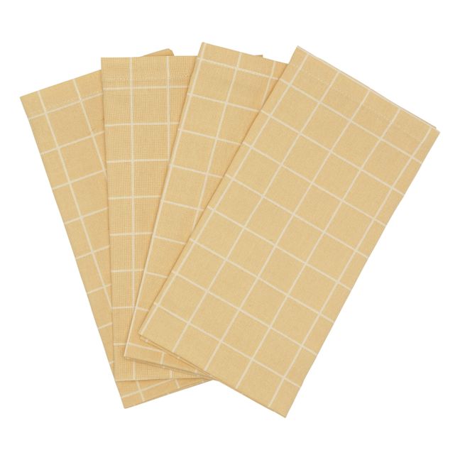 Check Serviettes - Pack of 4 Pale yellow