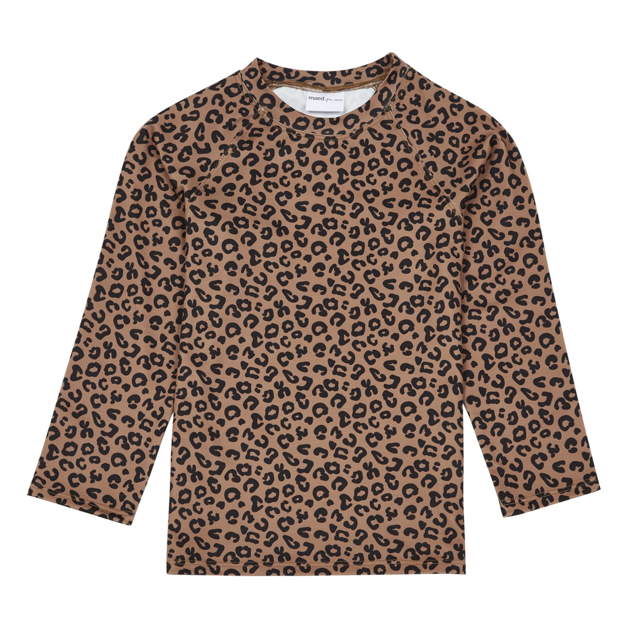 Leopard Print Rash Guard T-Shirt Brown 