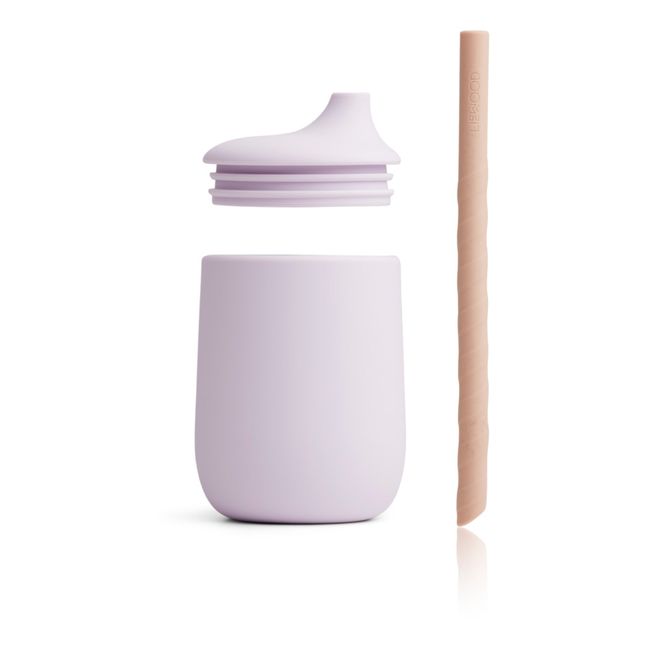 Vaso con pajita Ellis de silicona - Set de 2 | Lavanda