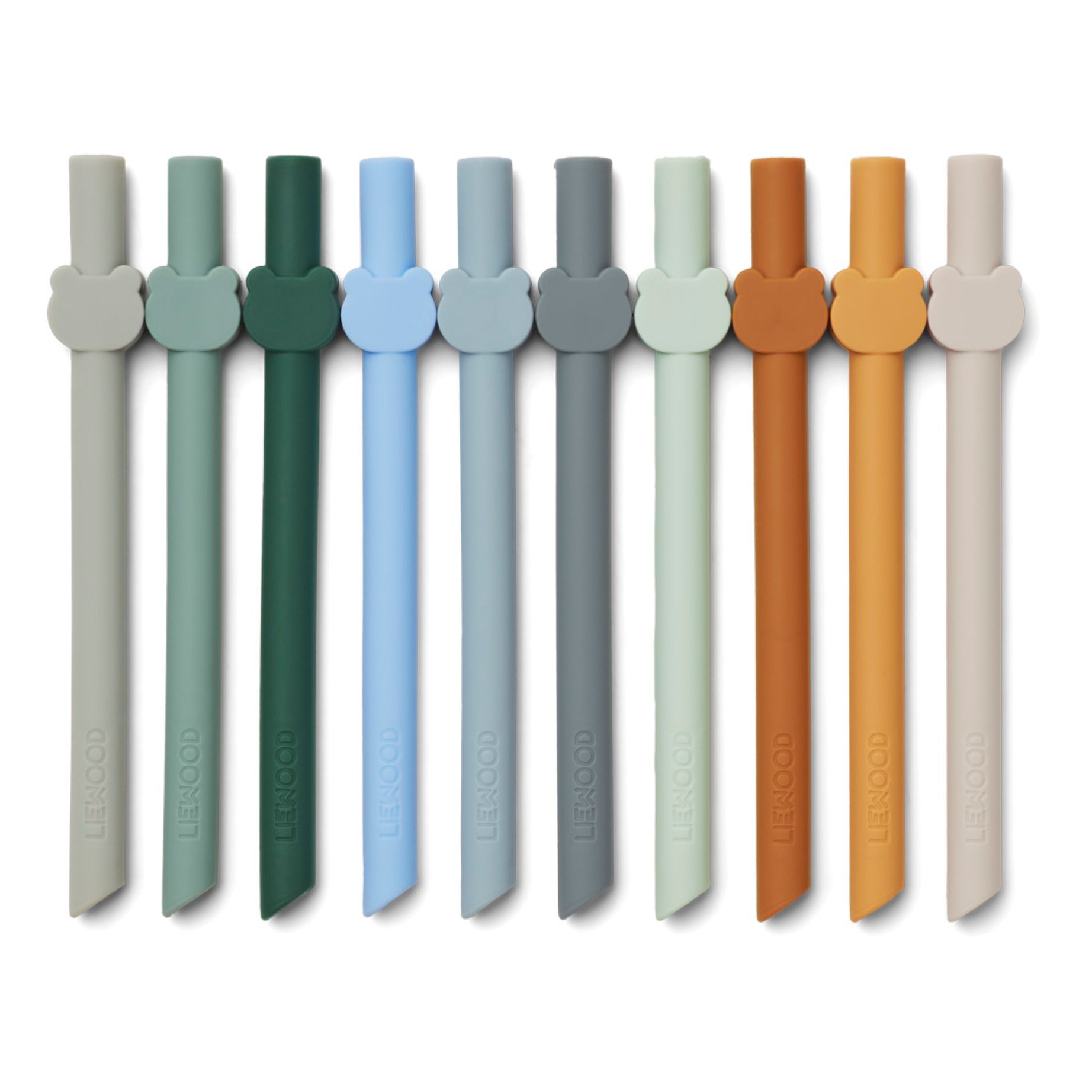 Liewood - Pailles Badu en silicone - Set de 10 - Bleu