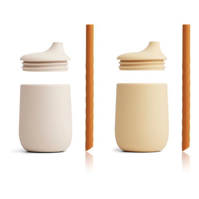 Vaso con pajita Ellis de silicona - Set de 2 | Arena