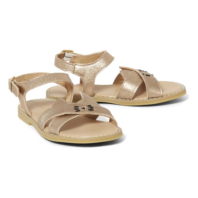 Leather Cat Sandals  Gold
