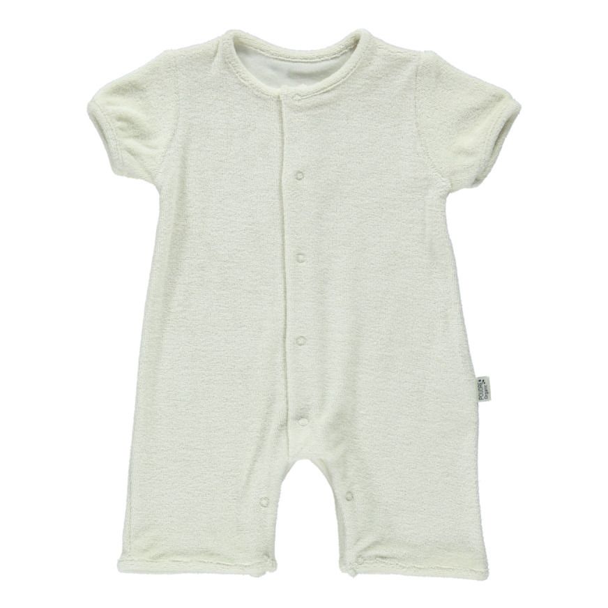 Poudre Organic - Combishort Eponge Coton Bio Fenouil - Fille - Blanc cassé