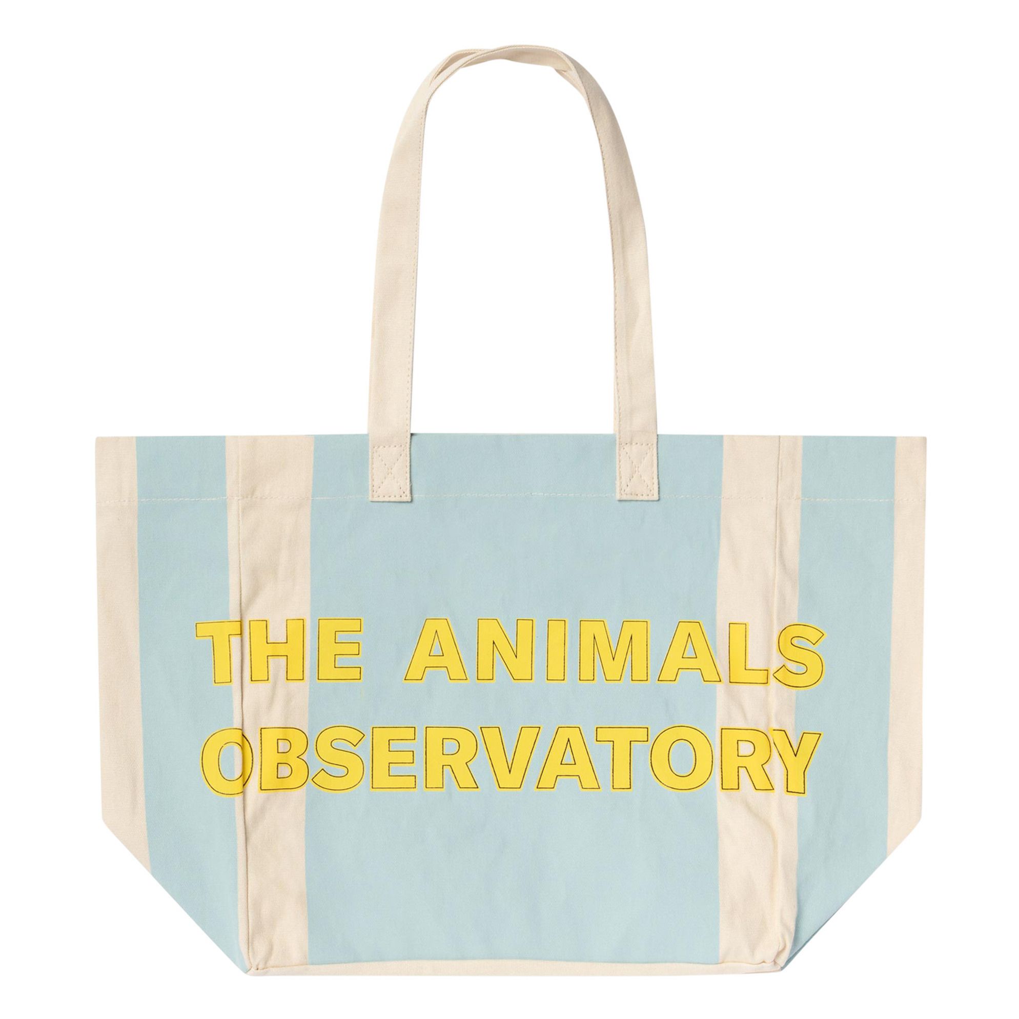 Striped Canvas Tote Bag | Light Blue