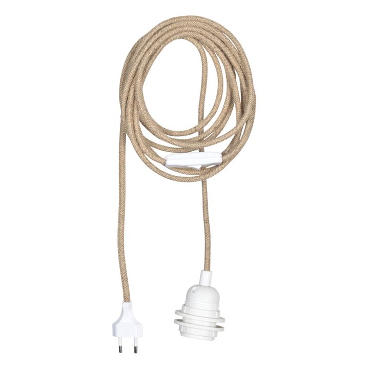 Pendant Lamp Socket with Fabric Cable and Plug | White- Product image n°0