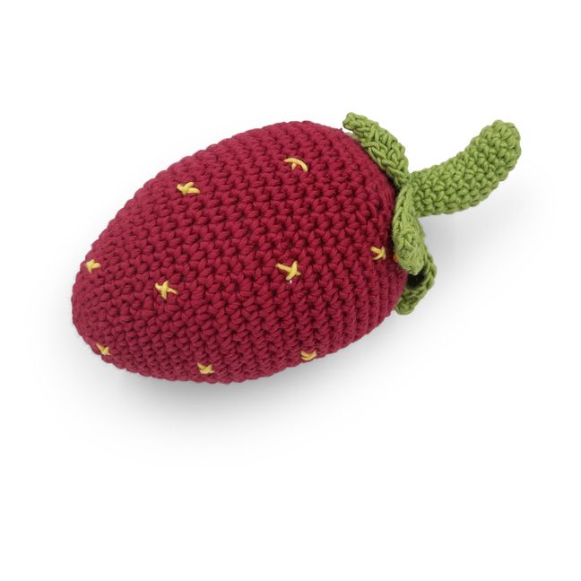 Hochet Fraise en crochet | Rouge