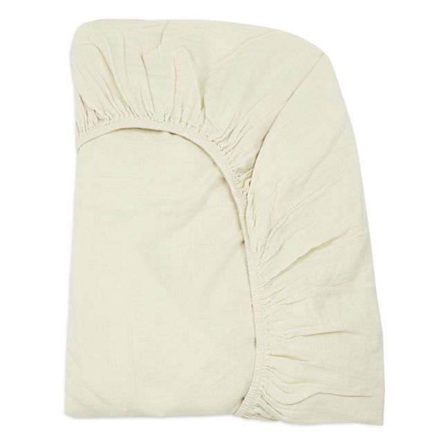 Seigle Double Cotton Muslin Fitted Sheet | Milk