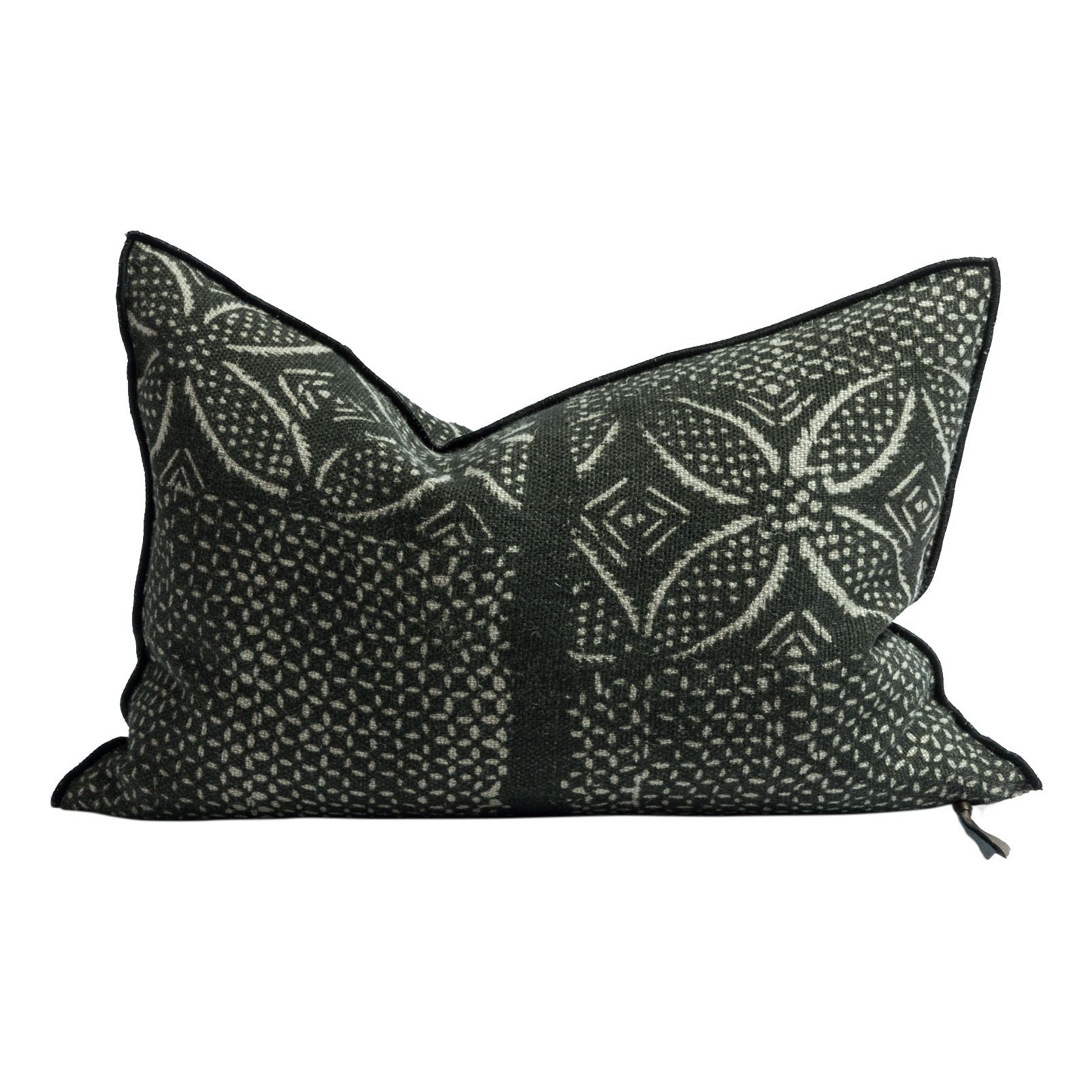 Maison de vacances - Coussin Vice Versa en lin Wabi-Sabi Bogolan - Charbon
