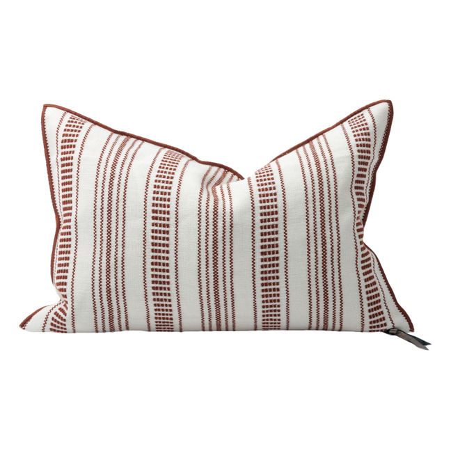 Coussin Vice Versa en toile brodée Cyclades | Argile