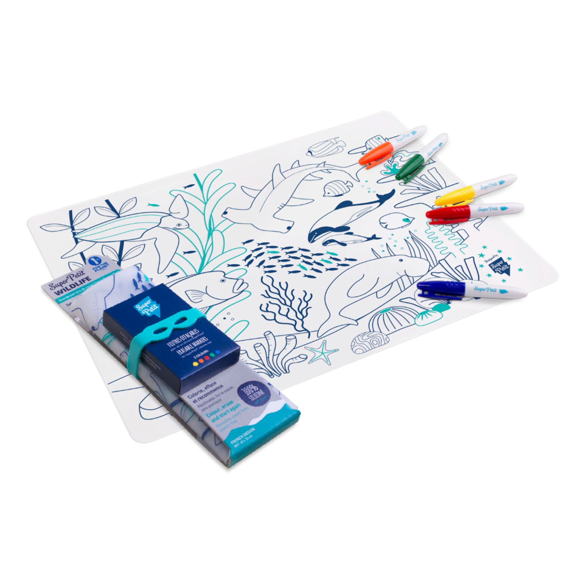 Superpetit - Set de table à colorier Barrière de corail - Multicolore