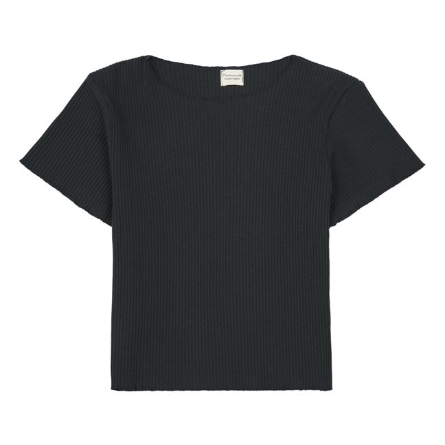 Camiseta algodón orgánico de canalé Bouleau Negro