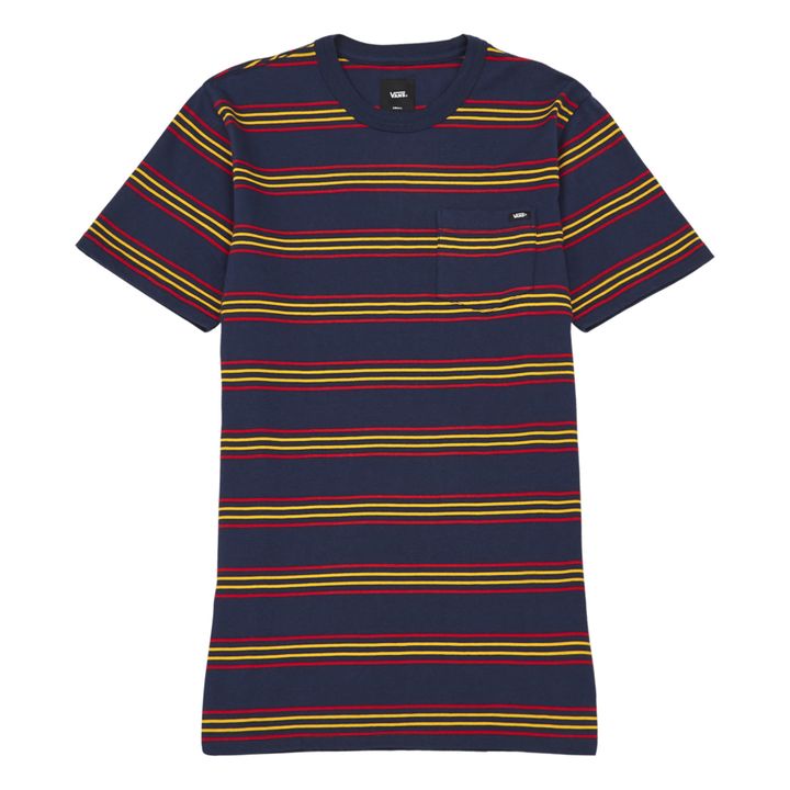 Red blue best sale yellow vans shirt