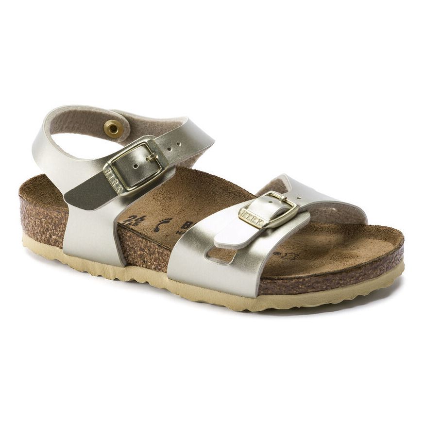 Ciabatte Birkenstock metallici e grigi chiusura con due cinturini color oro  - BIRKENSTOCK - Pavidas