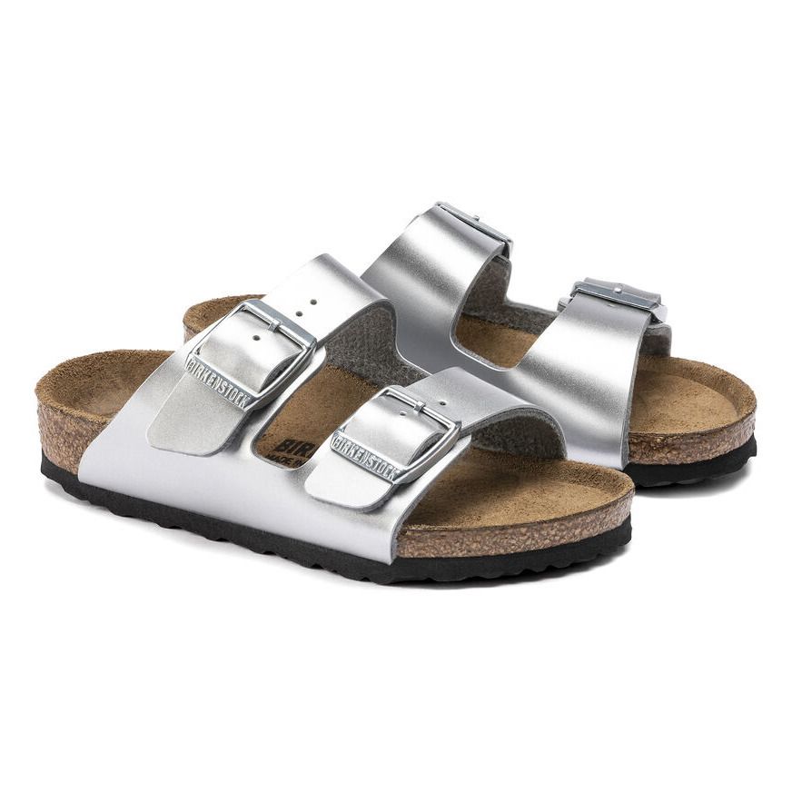 birkenstock silver arizona sandals