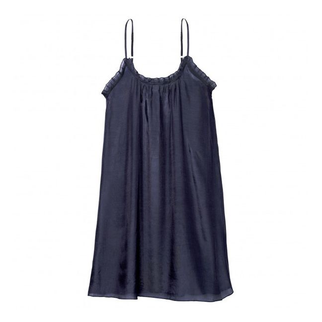 Hortense Cotton Silk Nightdress  | Midnight blue