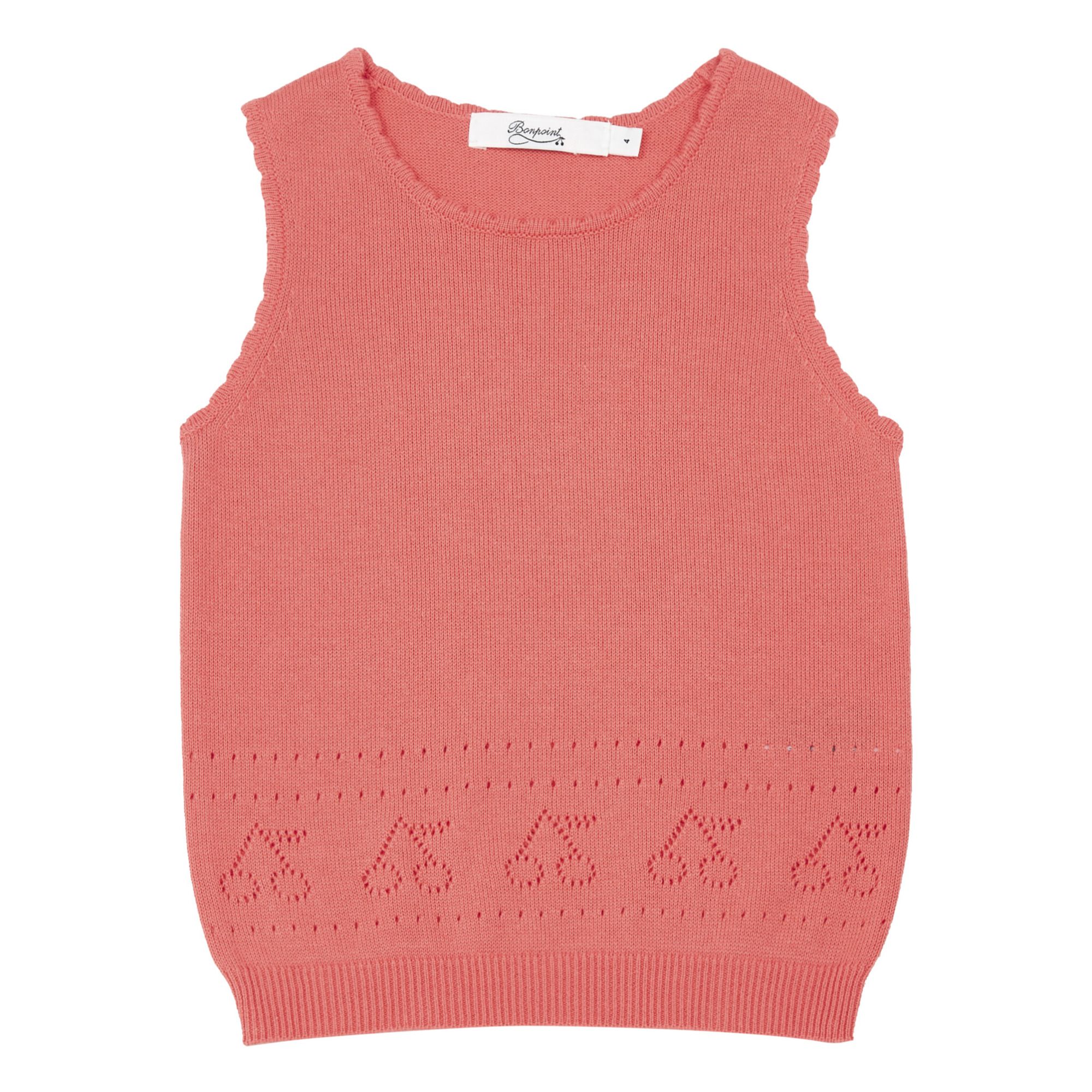 Bonpoint - Top Tricot Ajouré Cerises - Fille - Rouge