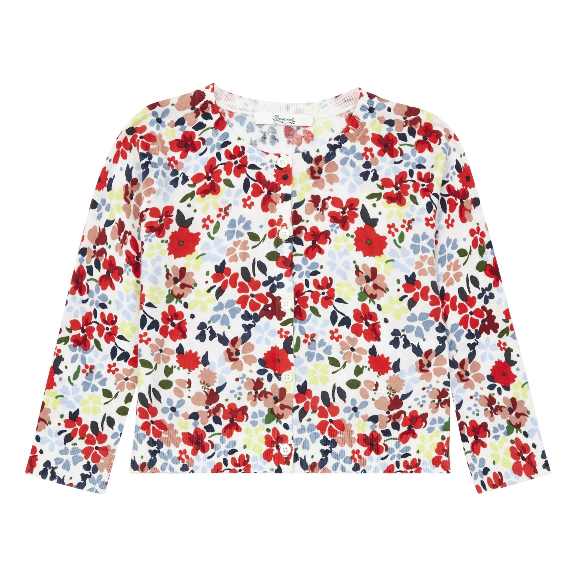 Bonpoint - Cardigan Fleurs - Fille - Rouge