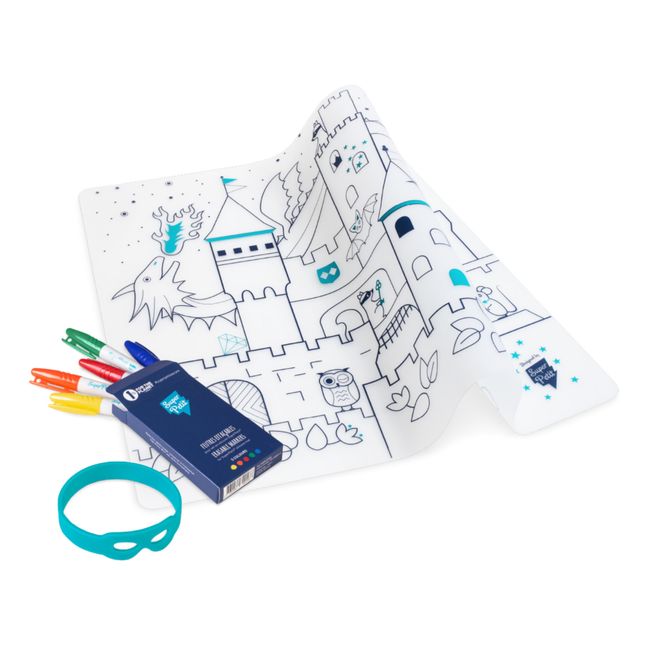 Tischset zum ausmalen mit 5 Filzstifte und ein Armband Burg