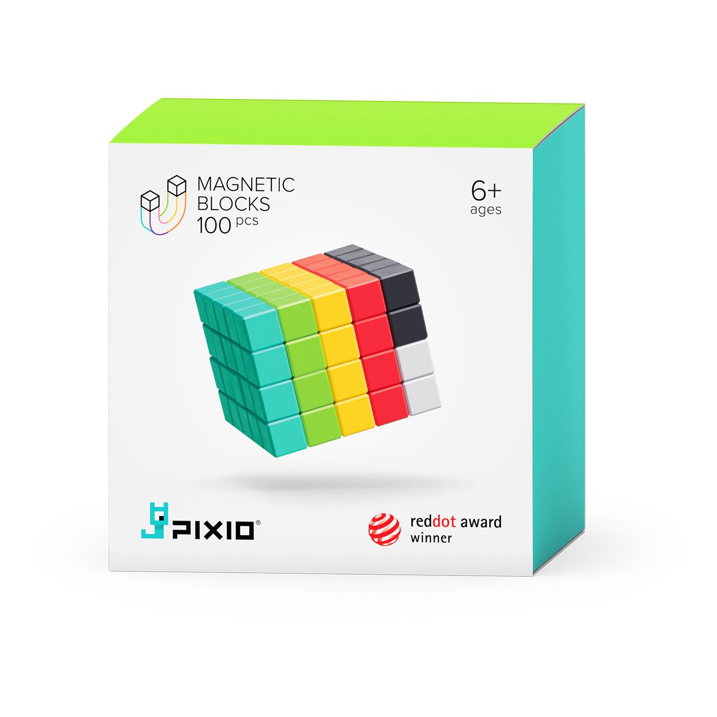 PIXIO - Jeu de construction magnétique - 100 pièces - Multicolore