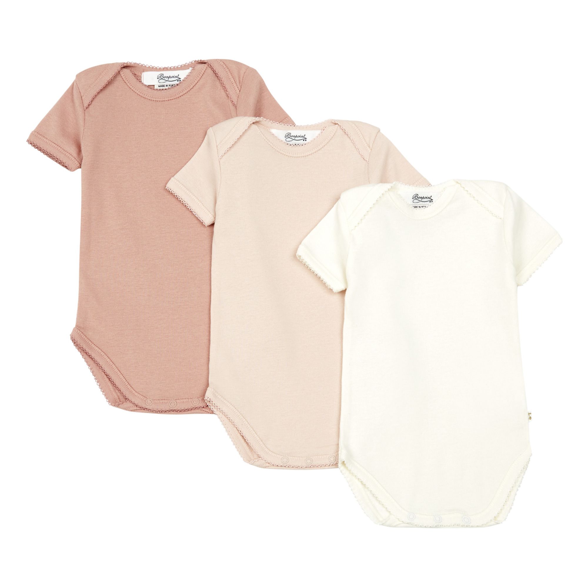 Bonpoint - Set de 3 Bodies Coton - Fille - Rose