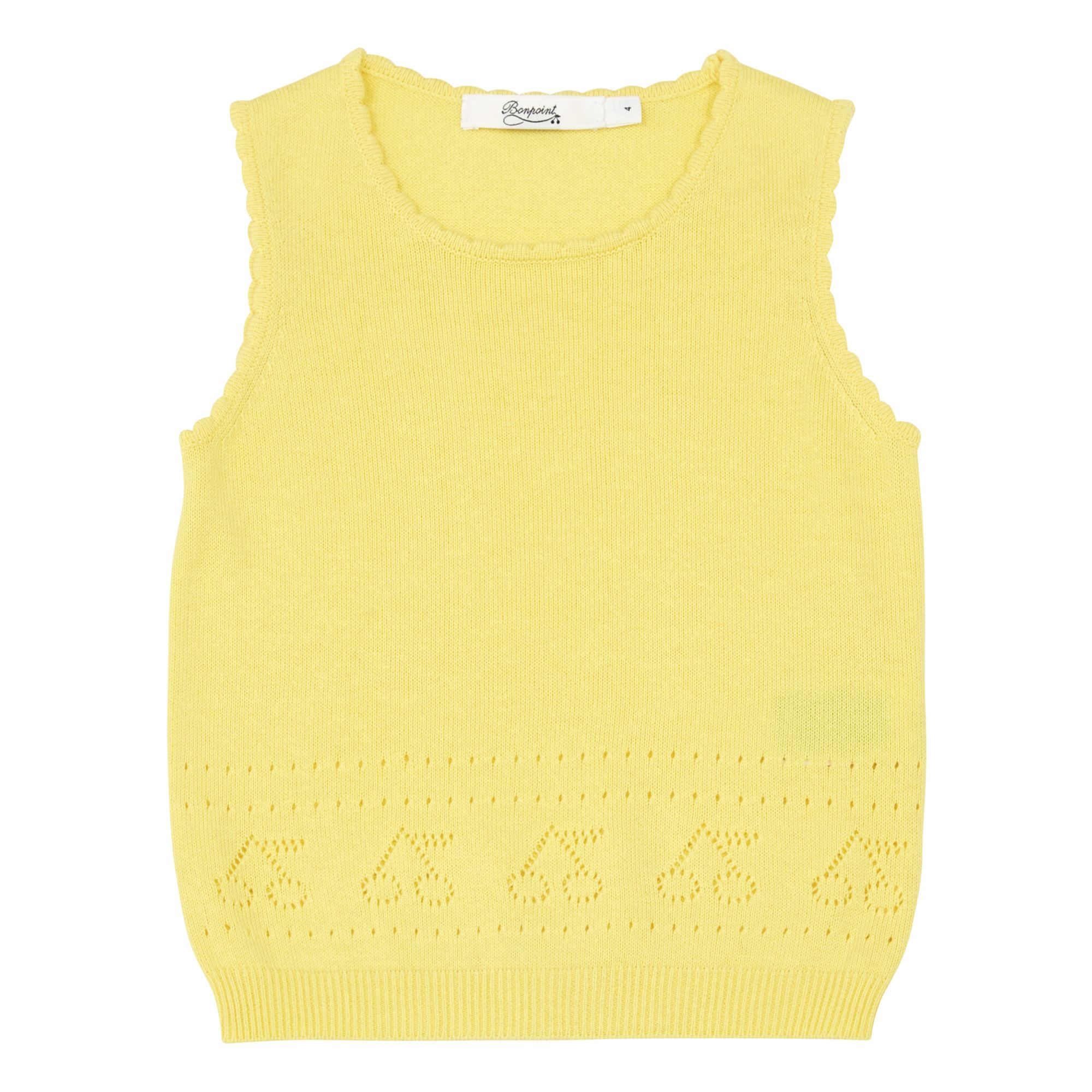 Bonpoint - Top Tricot Ajouré Cerises - Fille - Jaune