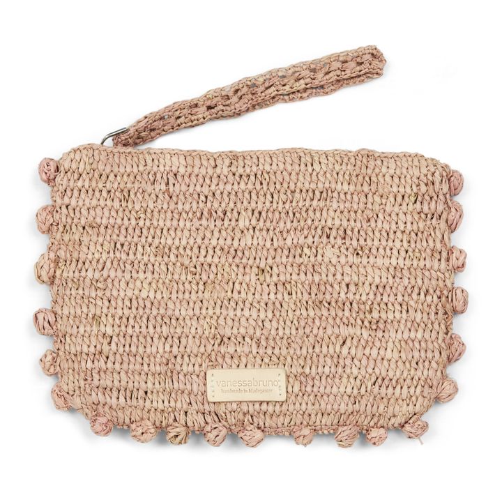 Vanessa Bruno Zipped Clutch with Raphia Bubbles Coral Smallable