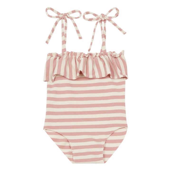 Striped One Piece Jersey Swimsuit   | Pale pink- Product image n°0