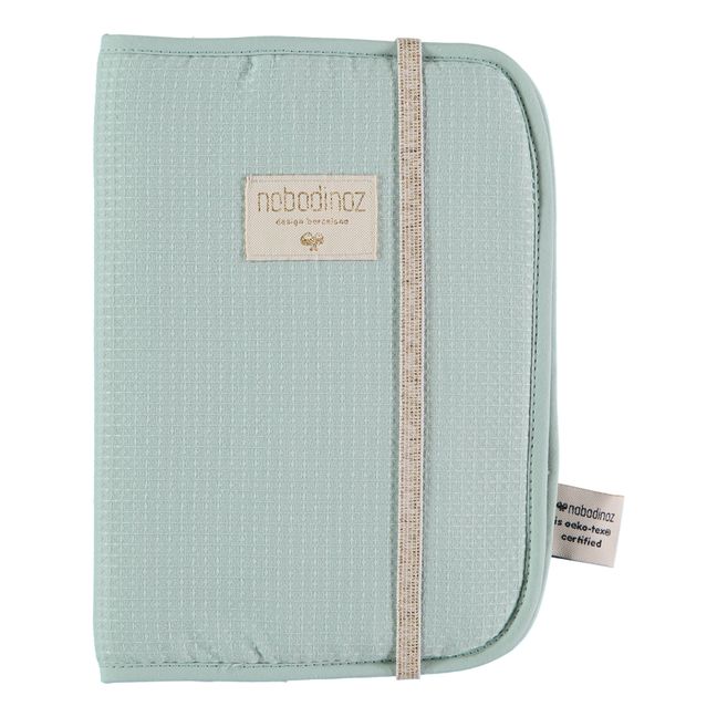 Funda para cartilla de salud Poema de algodón orgánico | Verde Almendra