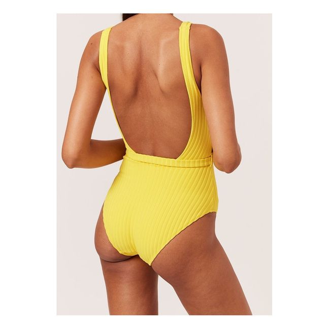 Annemarie Belted Swimsuit | Lemon yellow
