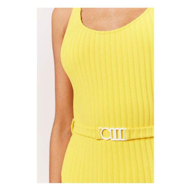 Annemarie Belted Swimsuit | Lemon yellow