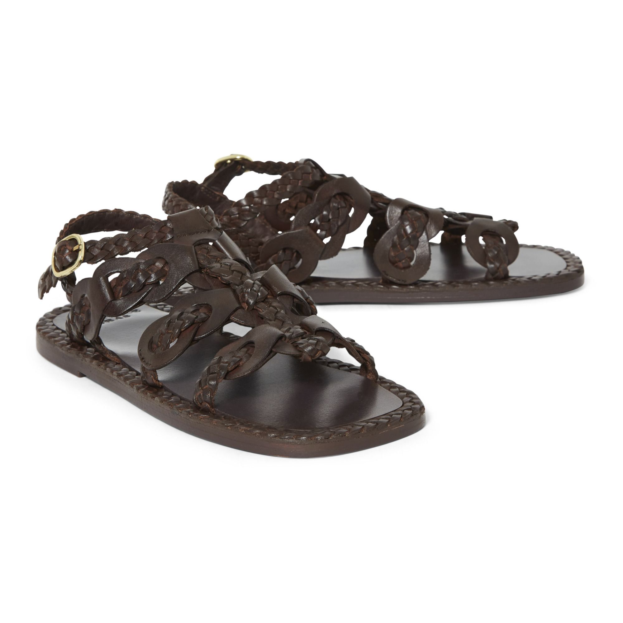 womens brown braided sandals