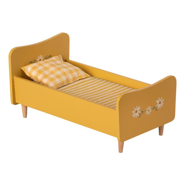 Mini-Bett aus Holz Gelb