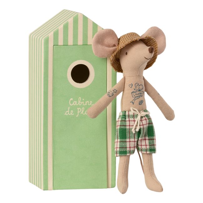 Papá ratón en su cabina de playa 