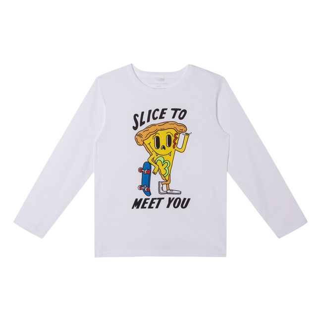T-shirt Cotone Bio Slice Pizza Ecru