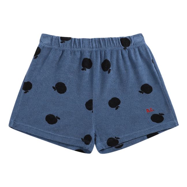 Organic Cotton Terry Cloth Apple Shorts - Iconic Collection - Blue