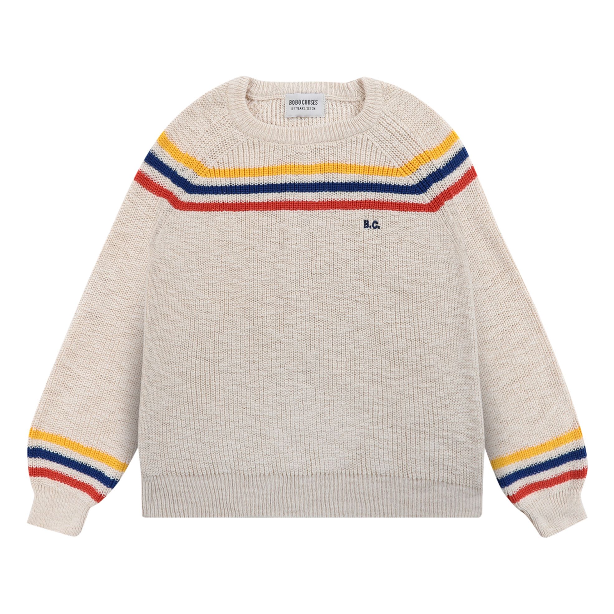 Organic Cotton Striped Jumper - Iconic Collection - Ecru- Product image n°0
