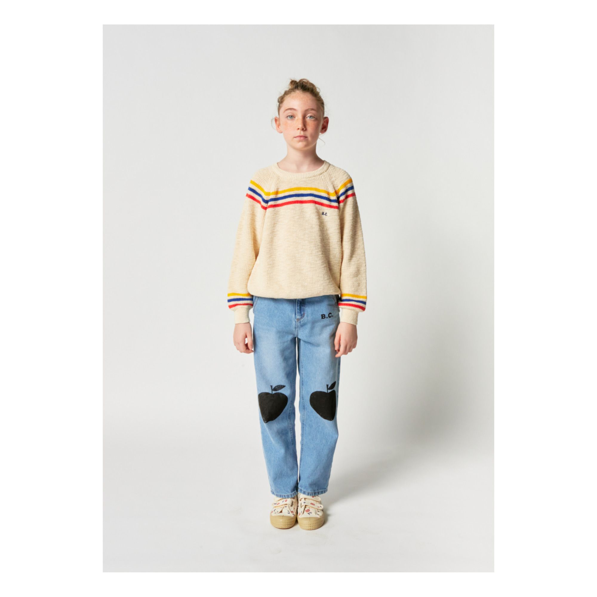Organic Cotton Striped Jumper - Iconic Collection - Ecru- Product image n°2